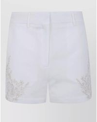 Semicouture - Linen Pajama Shorts Embroidered Detail Belt Loops - Lyst