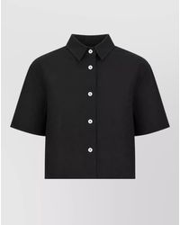 LA ROSE - Cotton Poplin Shirt Cropped Boxy Short Sleeves - Lyst