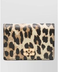 Ganni - Leopard-Print Leather Card Holder - Lyst