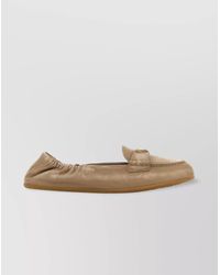 Prada - Nappa Leather Loafers With Round Toe And Rubber Sole - Lyst