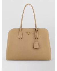 Prada - Leather Shopping Bag Structured Shape - Lyst
