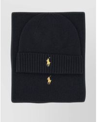 Polo Ralph Lauren - Ribbed Knit Hat And Scarf Set With Folded Cuff - Lyst