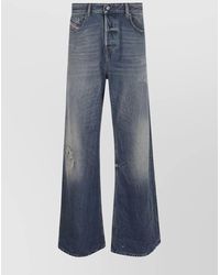 DIESEL - Cropped Wide Leg Trousers With Ripped Features - Lyst