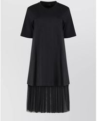 Moncler - Cotton Pleated Tulle Midi Dress - Lyst