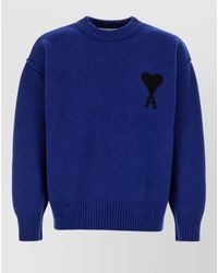 Ami Paris - Ribbed Crewneck Wool Sweater - Lyst