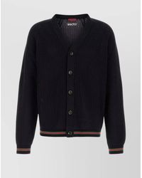 Gucci - Cotton Crochet V-Neck Ribbed Cardigan - Lyst