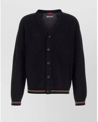 Gucci - Cotton Crochet V-Neck Ribbed Cardigan - Lyst