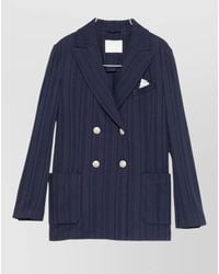 Circolo 1901 - Striped Double Breasted Long Cotton Jacket - Lyst