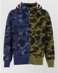 A Bathing Ape - Split Camo Cotton Shark Hooded Sweatshirt - Lyst
