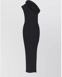 Rick Owens - Knee Length Dress Asymmetric Neckline Ribbed - Lyst