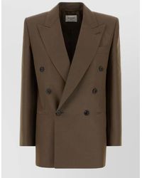 Saint Laurent - Wool Blend Double Breasted Oversized Blazer - Lyst