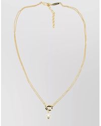 Ferragamo - Gancini Necklace Double Chain Pearl Pendant - Lyst