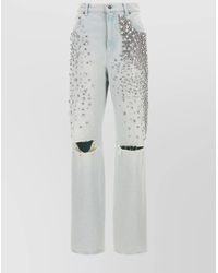 Golden Goose - Crystal-Embellished Distressed Straight-Leg Jeans - Lyst