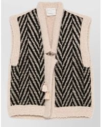 forte_forte - Chevron Pattern Vest Contrast Trim - Lyst