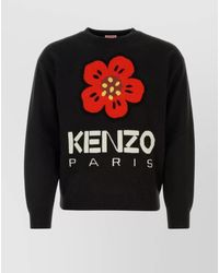 KENZO - Boke Flower Floral Embroidered Wool Crew-Neck Sweater - Lyst