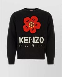 KENZO - Boke Flower Floral Embroidered Wool Crew-Neck Sweater - Lyst