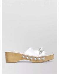 Simone Rocha - Leather Crystal-Embellished Pearl-Embellished Wooden Clog Sandals - Lyst