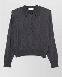 Frankie Shop - Wool Blend Polo Shirt Cropped Long Sleeves - Lyst