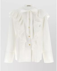 Alberta Ferretti - Ruffle Shirt Tie Neck Pleated Design - Lyst