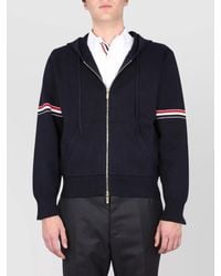 Thom Browne - Hoodie With Front Pockets And Stripe Detail - Lyst