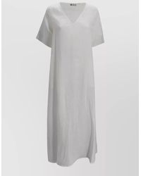 Whyci - Linen V Neck Long Summer Dress - Lyst