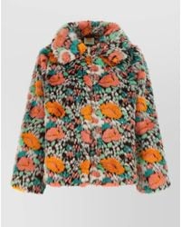 FARM Rio - Faux Fur Floral-Print Coat - Lyst