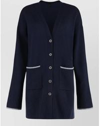 Pinko - Wool Cashmere Cardigan V Neck Pockets - Lyst