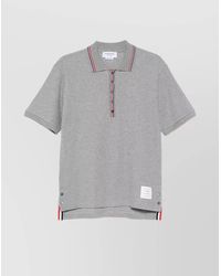 Thom Browne - Short Sleeve Rib Cuff Polo With Rwb Stripe - Lyst
