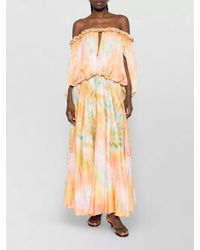Zimmermann - Luna Silk Dress Off Shoulder Maxi - Lyst