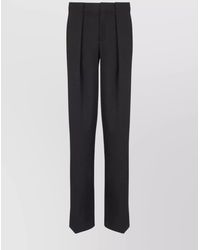 Balmain - Wool Mid-Rise Pleated Wide-Leg Trousers - Lyst