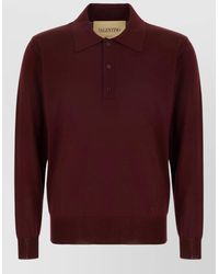 Valentino Garavani - Wool Polo Shirt Ribbed Cuffs Hem - Lyst