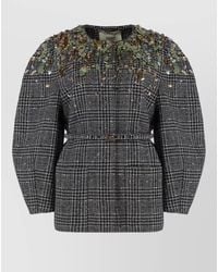 Fendi - Embellished Tweed Single Breasted Jacket - Lyst