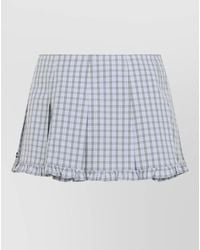 Miu Miu - Checked Cotton Mini Skirt Shorts - Lyst