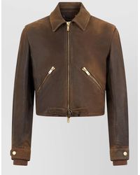 Golden Goose - Short Leather Jacket Long Sleeves Collar - Lyst
