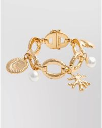 Self-Portrait - Charm Bracelet Faux Pearls Tone Brass - Lyst