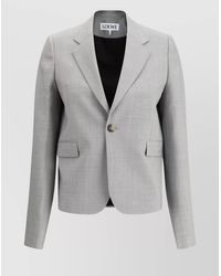 Loewe - Wool Single-Breasted Jacket With Flap Pockets - Lyst