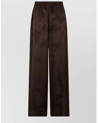 Ganni - Satin Jacquard Straight Leg Trousers Elastic Waistband - Lyst
