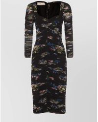 Blumarine - Floral Midi Dress Long Sleeves - Lyst