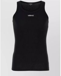 Versace - Ribbed Cotton Tank Top - Lyst
