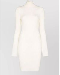 Wolford - Wool Blend Ribbed Slim-Fit Turtleneck Long-Sleeve Mini Dress - Lyst
