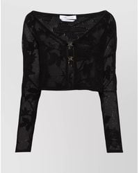 Blumarine - Cropped Crochet-Knit Floral-Pattern Cardigan - Lyst