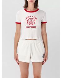 Sporty & Rich - California Crop T-Shirt Graphic Logo Trim - Lyst