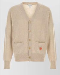 Loewe - Wool Blend Cardigan Front Pockets Ribbed Cuffs Hem - Lyst