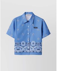 Miu Miu - Printed Slubbed Poplin Shirt Clothing - Lyst