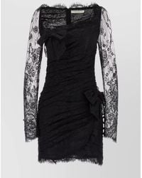 Alessandra Rich - Draped Lace Mini Dress With Plunging Neckline - Lyst