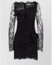 Alessandra Rich - Draped Lace Mini Dress With Plunging Neckline - Lyst