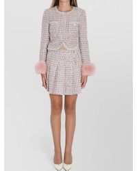 Self-Portrait - Bouclé Mini Skirt High Waist Chain Belt - Lyst