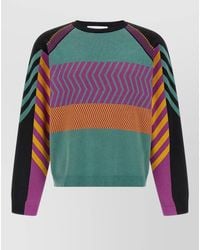Kiko Kostadinov - Cotton Chevron-Striped Jacquard-Knit Panelled Crew-Neck Long-Sleeve Sweater - Lyst