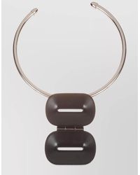 Max Mara - Geometric Open Metal Necklace Modern Shape - Lyst