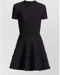 Balmain - Textured Mini Dress Fitted Waist Flared - Lyst